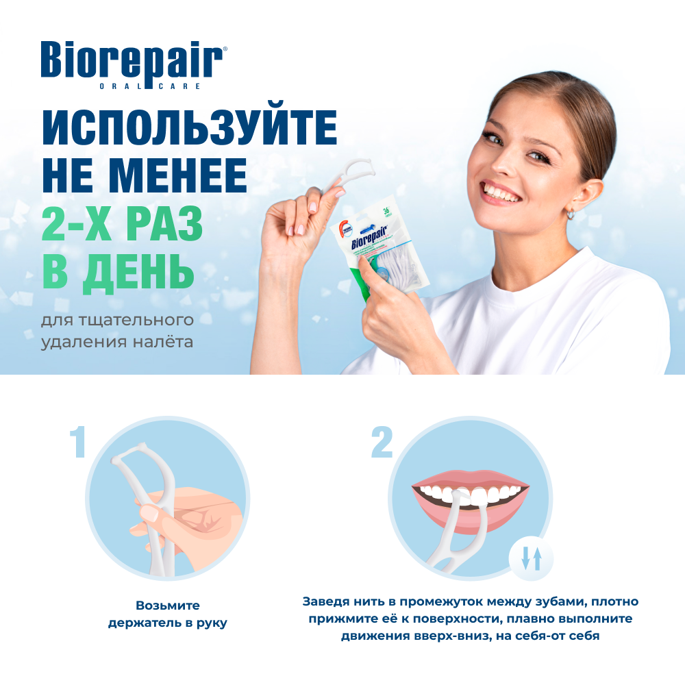 Одноразовые межзубные нити Biorepair Forcelle Interdentale Monouso с держателем - фото 7