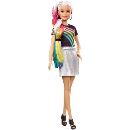 Кукла Barbie с радужной мерцающей прической FXN96
