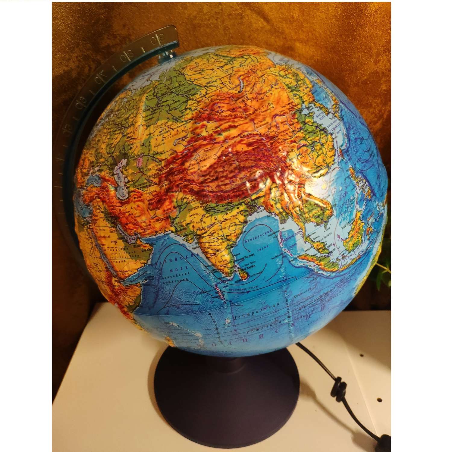 Глобус Globen Земли рельефный с LED-подсветкой диаметр 25 см + Карта складная Мир и Россия - фото 8