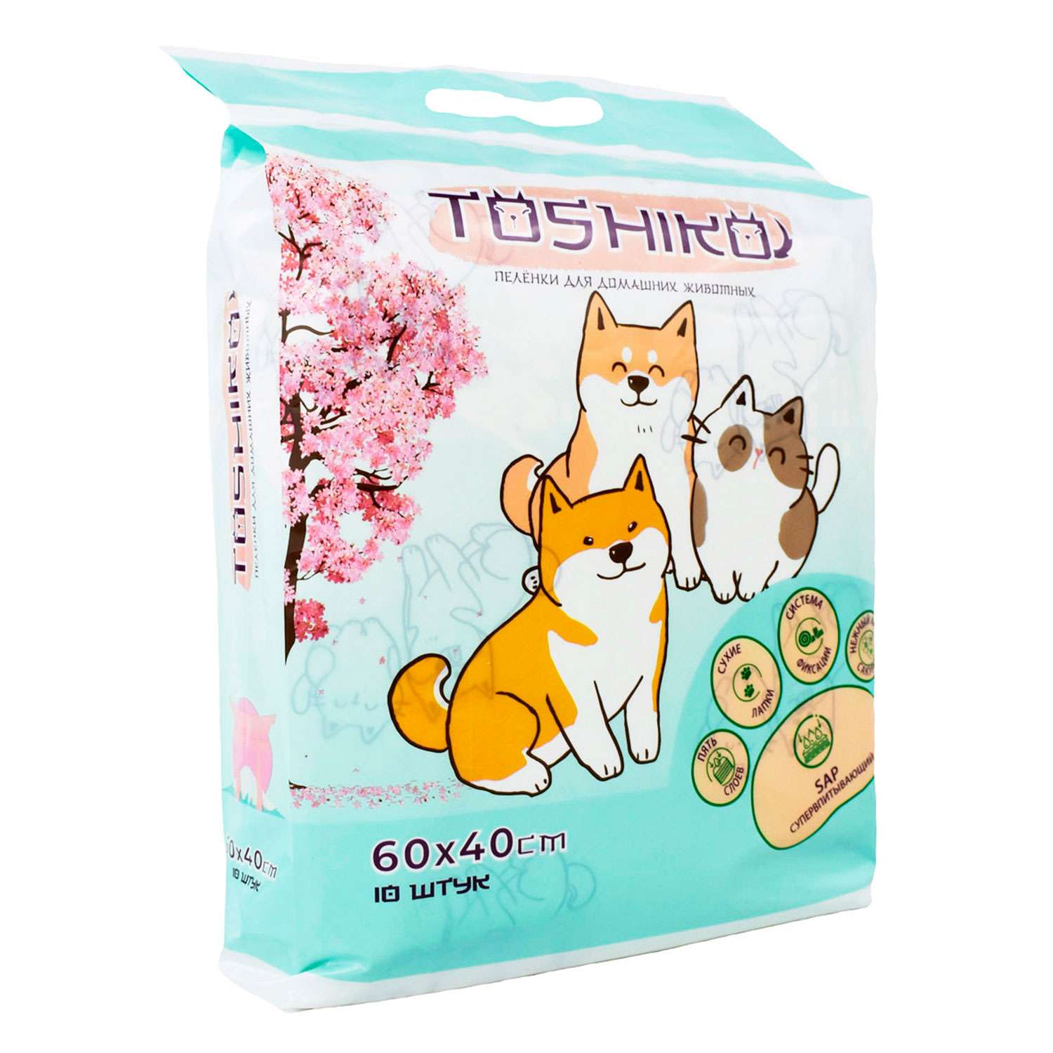 Пеленки для собак Toshiko впитывающие одноразовые с ароматом сакуры 60*40 10шт 157336 - фото 1