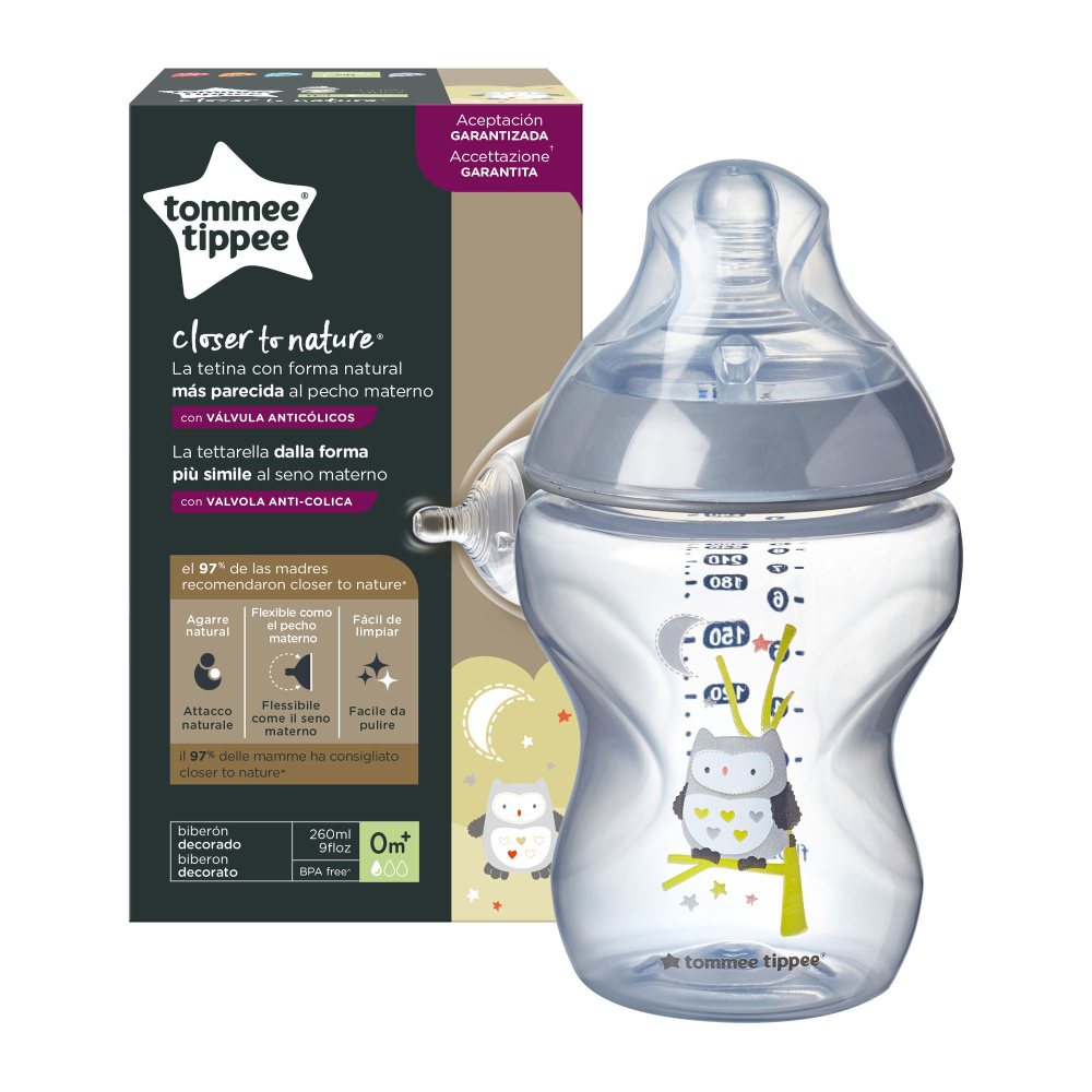 Бутылочка Tommee tippee для кормления Closer to nature 260 мл. серый 0+ - фото 2