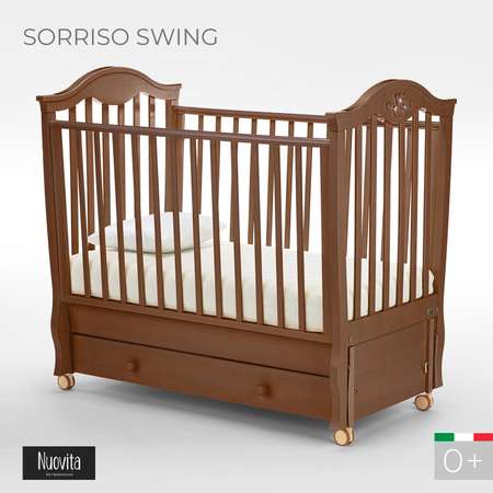 Детская кроватка Nuovita Sorriso Swing прямоугольная, поперечный маятник (темный орех)