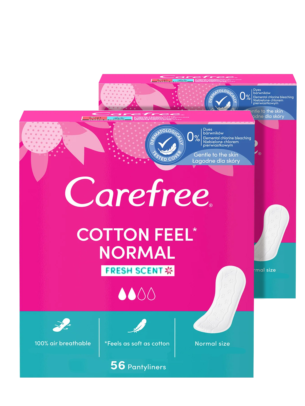 Прокладки гигиенические Carefree Cotton Feel Normal с насыщенным ароматом свежести 56 шт х 2 упаковки - фото 2