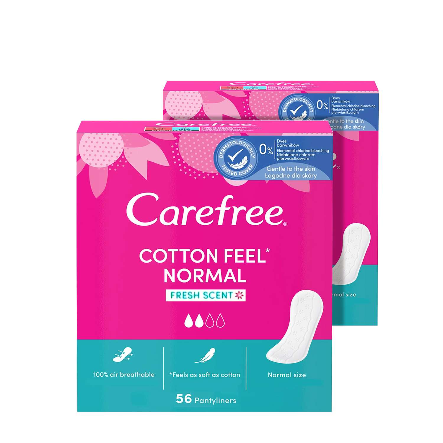 Прокладки гигиенические Carefree Cotton Feel Normal с насыщенным ароматом свежести 56 шт х 2 упаковки - фото 2