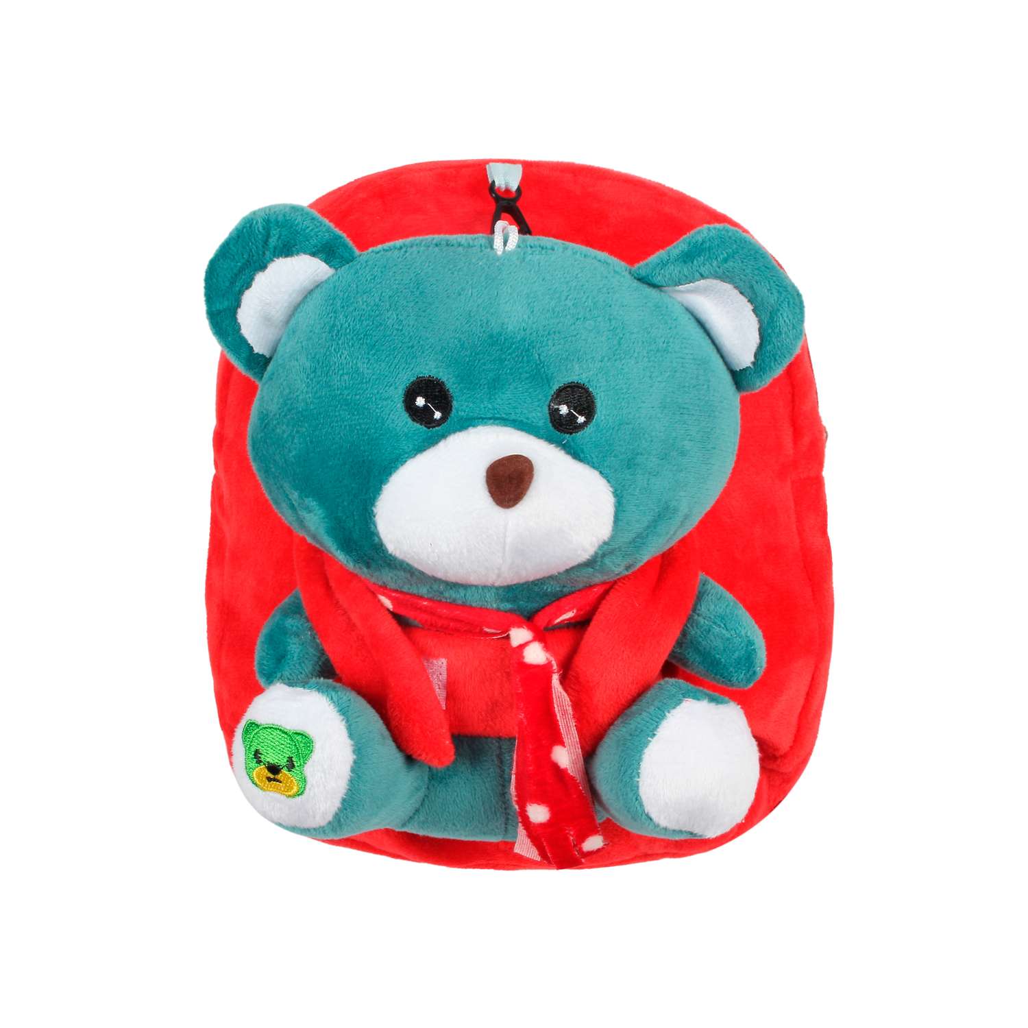 Рюкзак с игрушкой Little Mania красный Мишка изумрудно-зелёный - фото 1