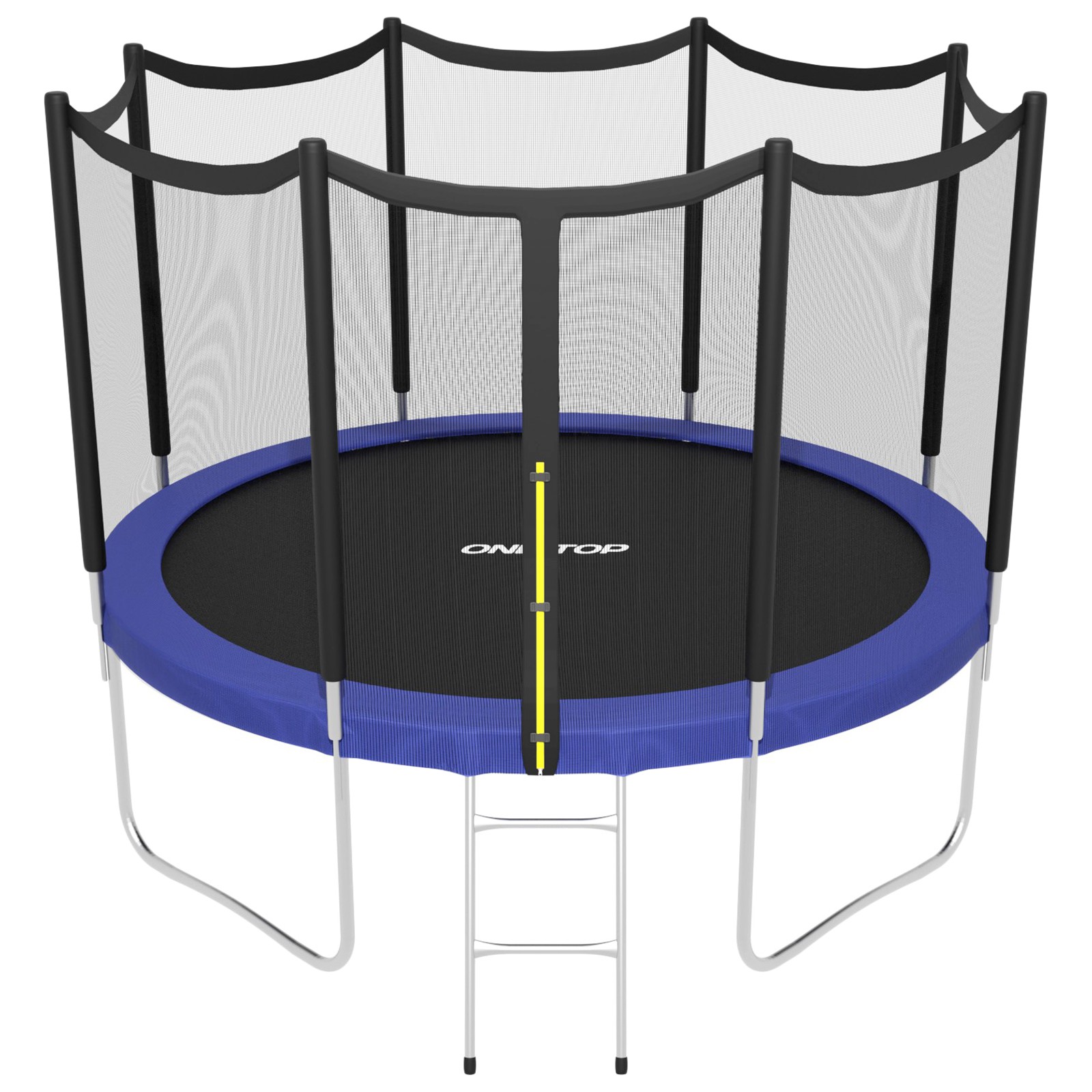 Батут ONLITOP d=366 см. с внешней защитной сеткой высотой 173 см и лестницей. цвет синий - фото 1