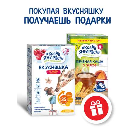 Смесь сухая Когда Я вырасту ВКУСНЯШКА от 1 года малина 300г и КОГДА Я ВЫРАСТУ Каша печёная 5 злаков с 6 мес 200г