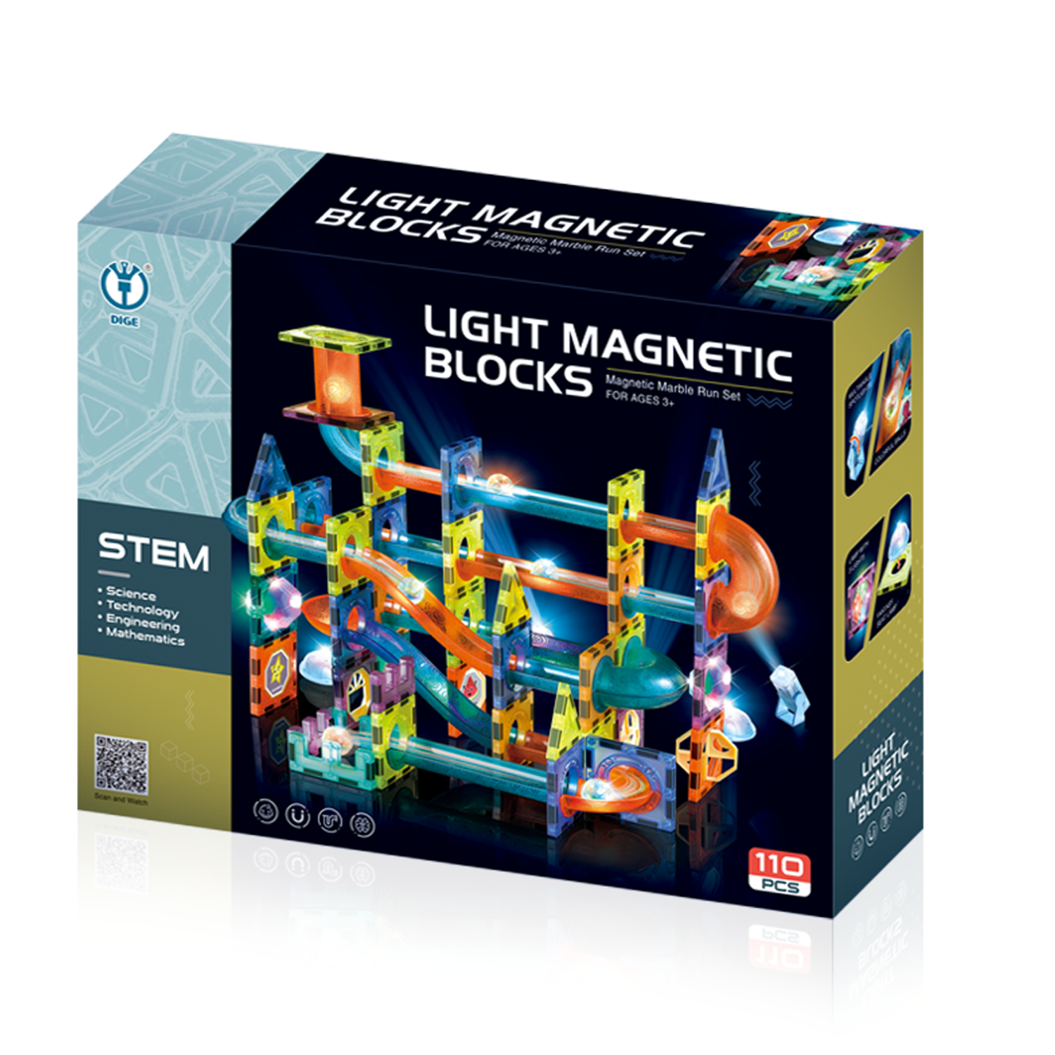 Конструктор магнитный DETiKiIDS 110 деталей Лабиринт с шариками светящийся - фото 2