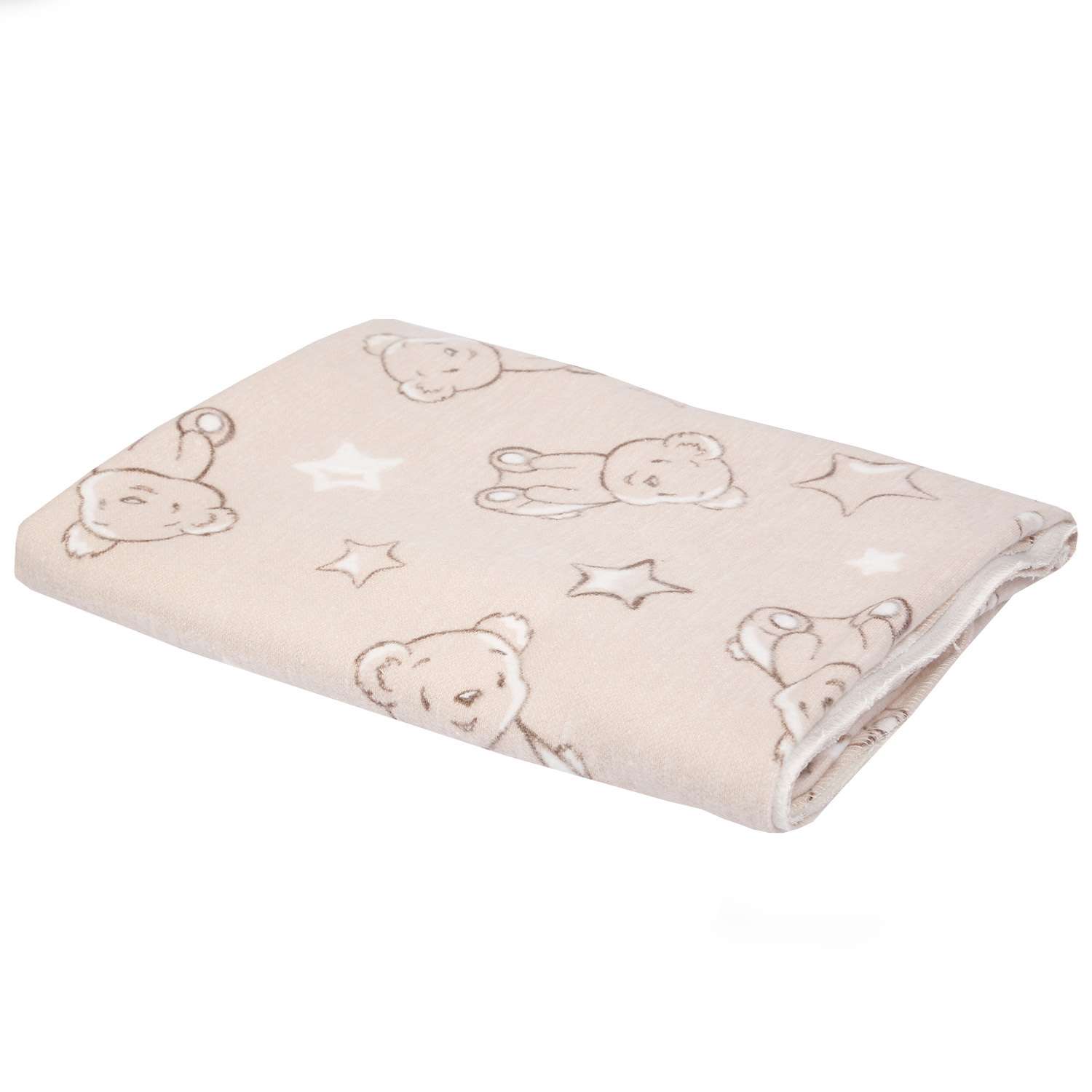 Одеяло Babyton байковое Мишка со звездами Бежевое - фото 1