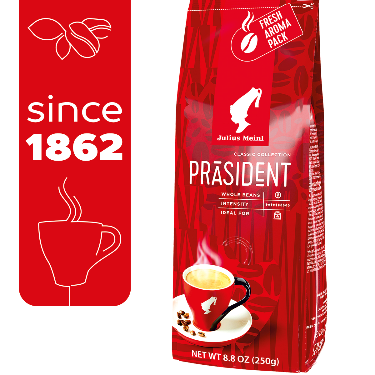 Кофе в зернах Julius Meinl Президент Prasident 250 г средняя обжарка - фото 1