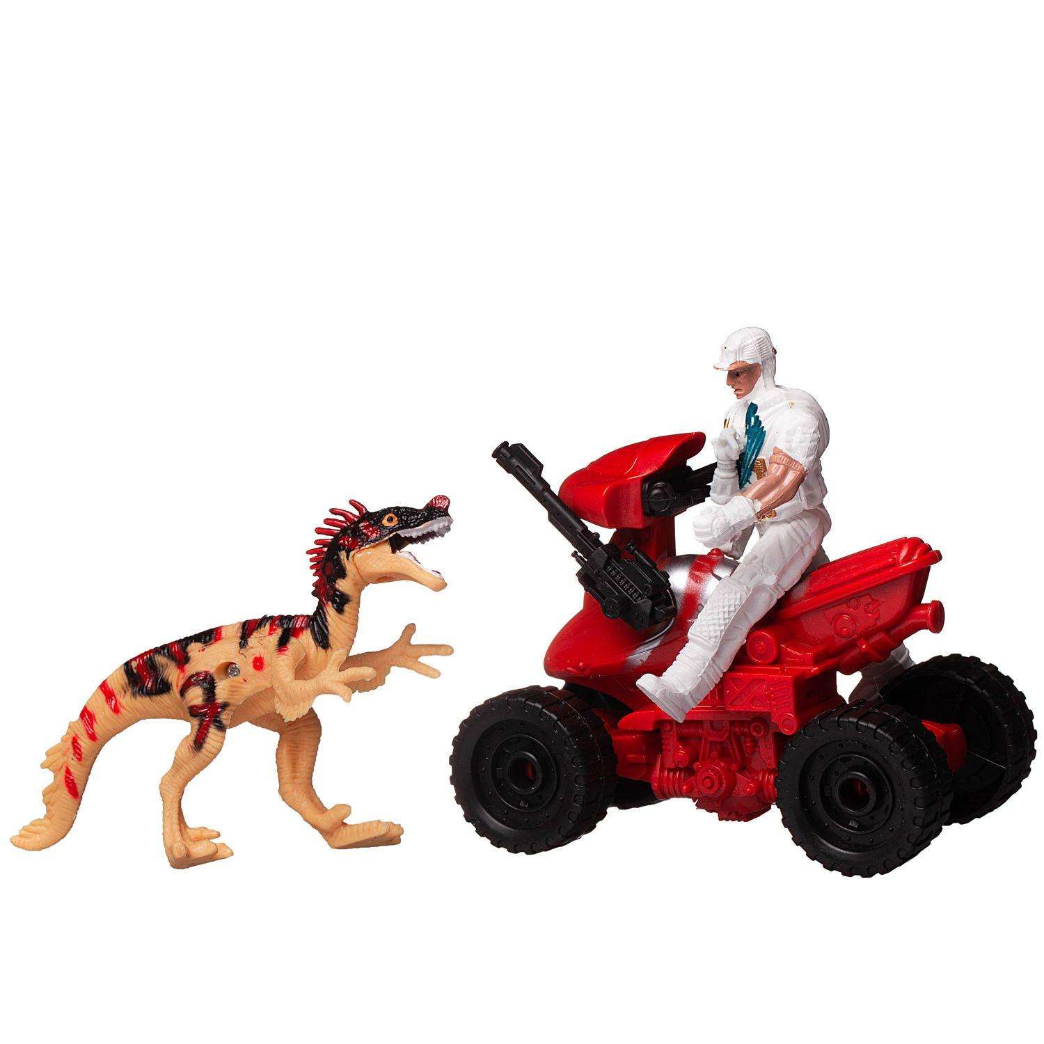 Игровой набор Junfa Мир динозавров животное квадроцикл фигурка человека аксессуары - фото 4