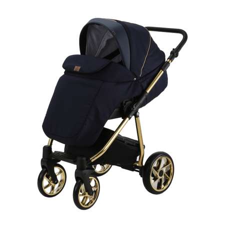 Коляска 2в1 BeBe-mobile Gusto SE GU204 Темно-синий-Темно-синяя перфорированная кожа-золотая рама