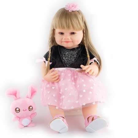 Кукла Junfa В разноцветных платье и шляпке с плюшевым зайкой