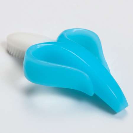 Детская зубная щетка Крошка Я «Банан» силикон с ограничителем цвет голубой