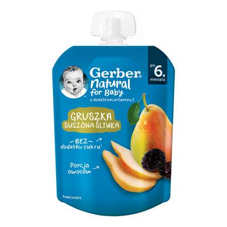 Пюре фруктовое Gerber груша и чернослив 80г с 6месяцев