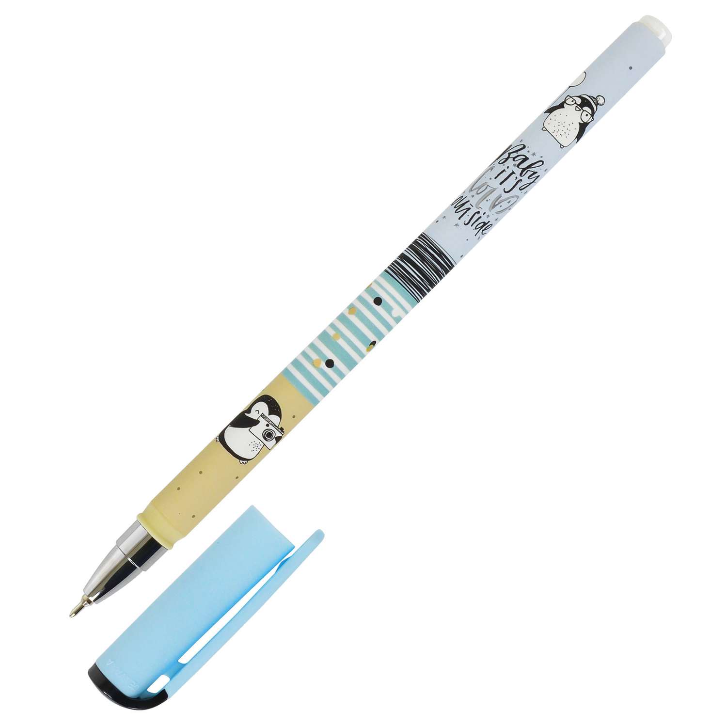 Ручка масляная Lorex Stationery Slim Soft Illegally Cute Pinguin Синий LXOPSS-IC5 - фото 1