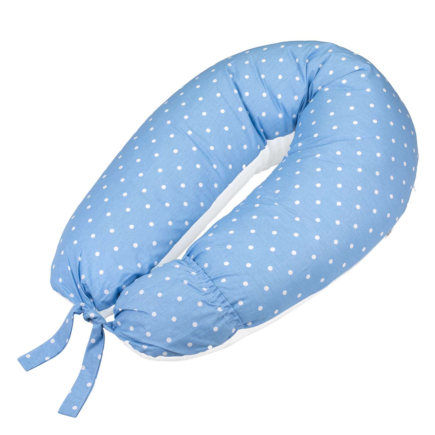 Подушка для беременных ROXY-KIDS U-образная Премиум цвет синий в белый горох - фото 1