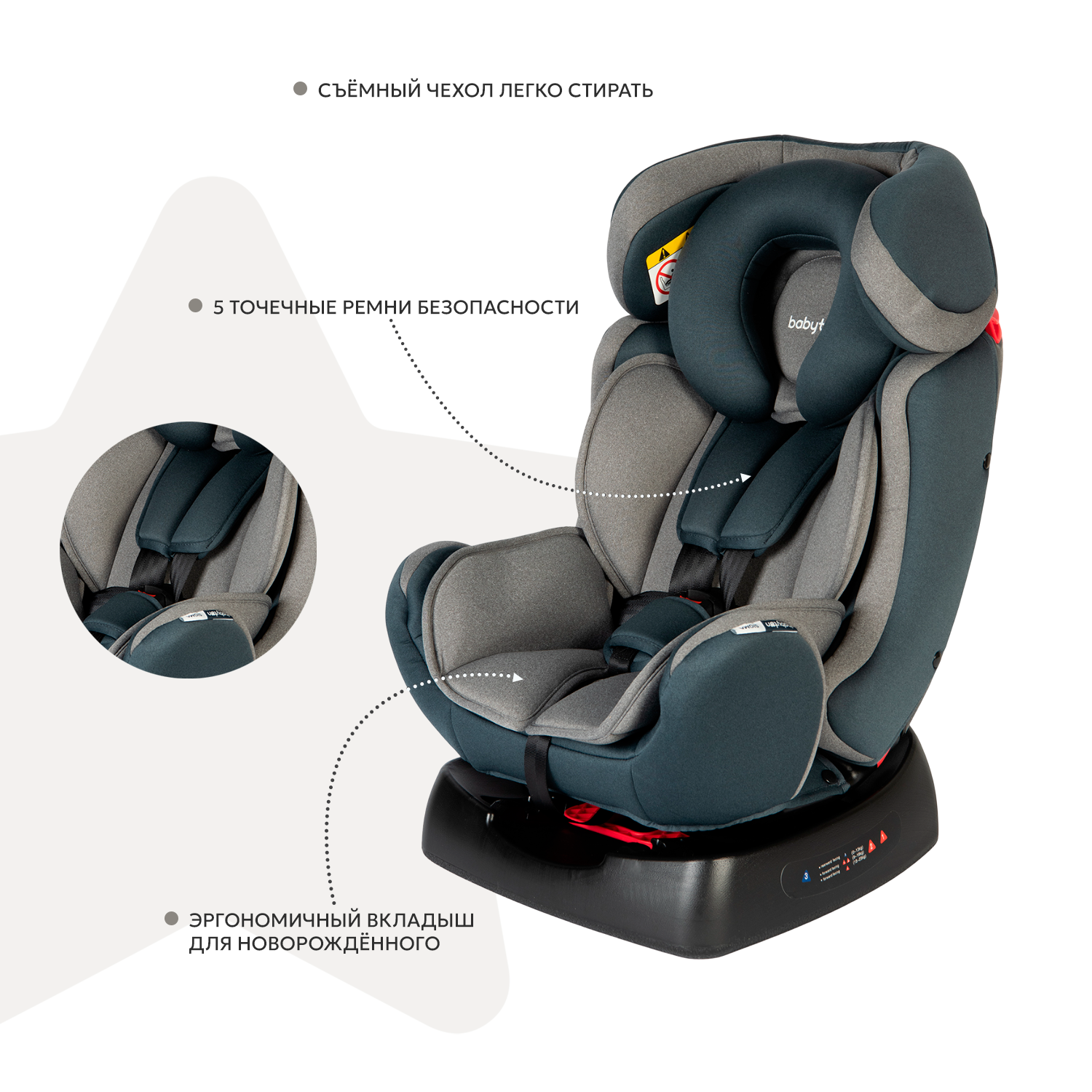 Автокресло Babyton Sigma Grey 0+/1/2 (0-25 кг) - фото 2