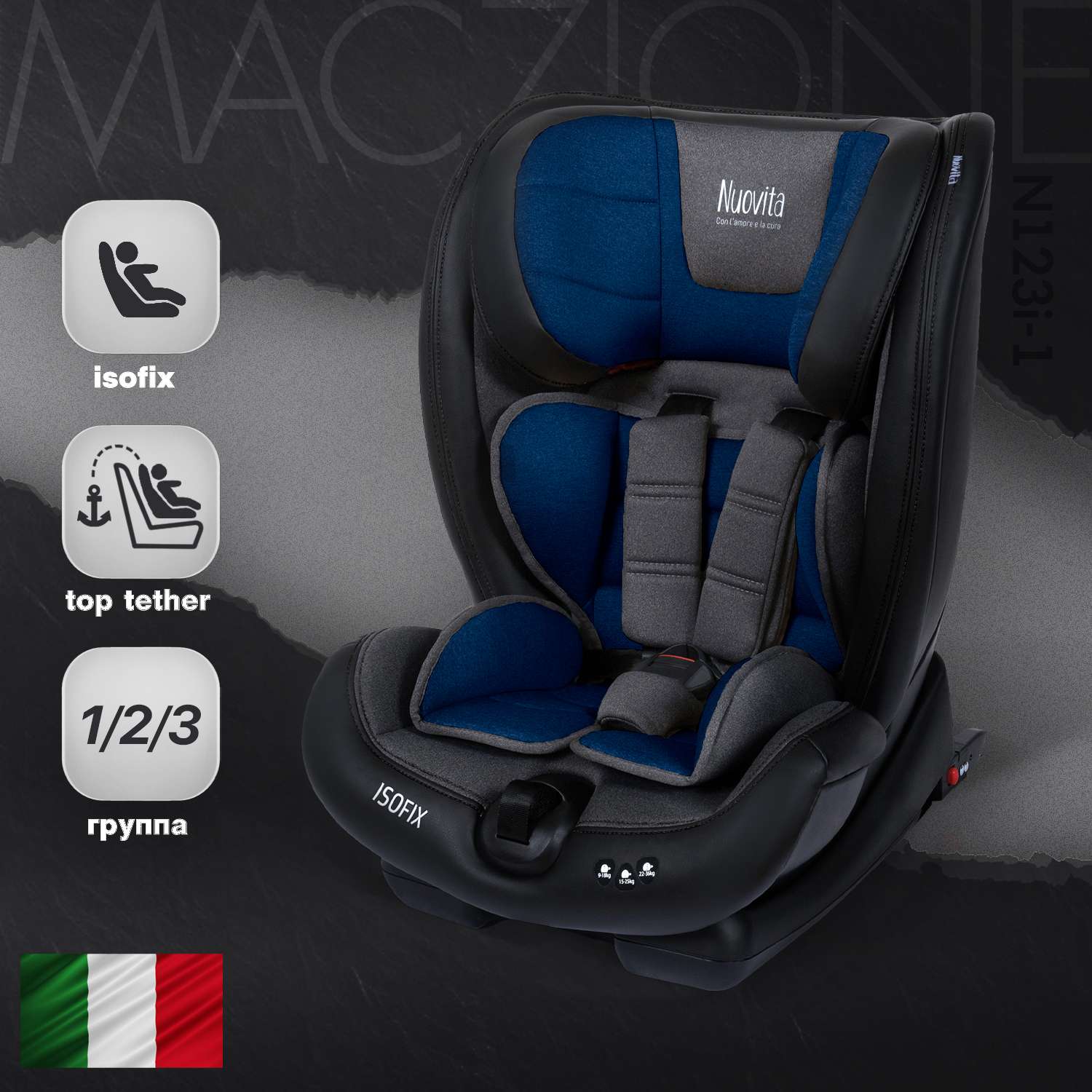 Автокресло Nuovita Maczione N123i-1 Синий - фото 2