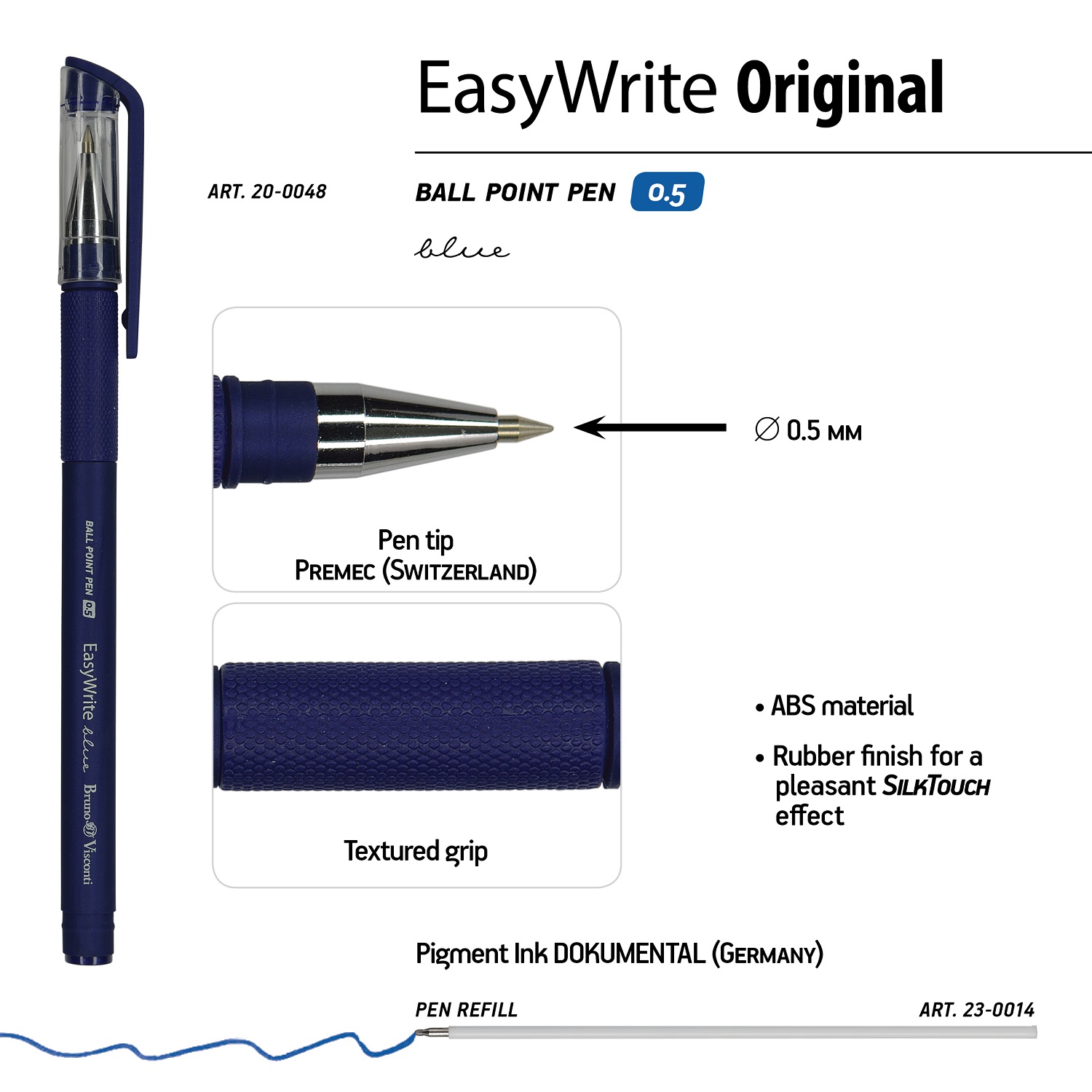 Набор из 5-ти шариковых ручек Bruno Visconti EasyWrite Original синие - фото 5