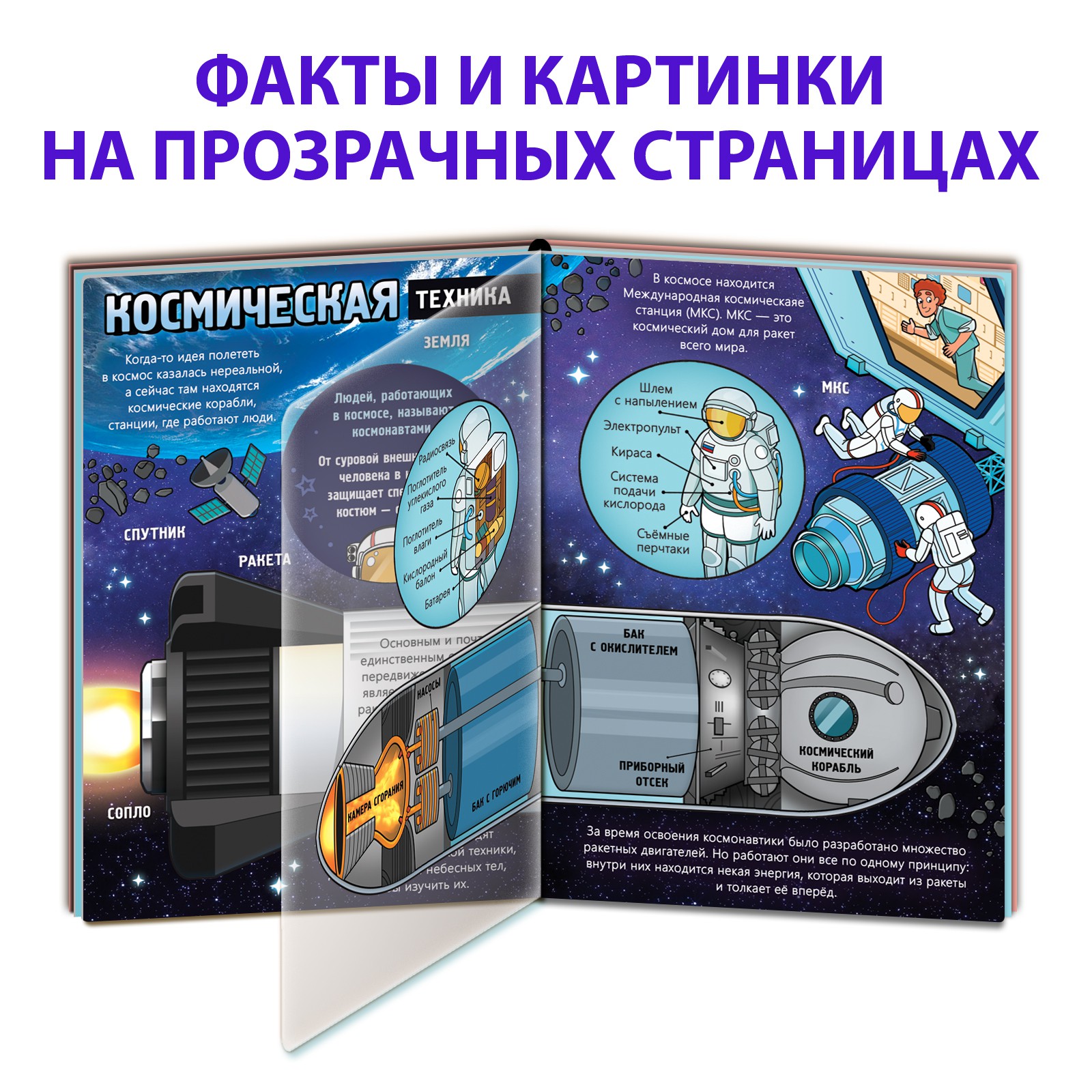 Книга Буква-ленд с прозрачными страницами «Что мы знаем о космосе» 30  страницы купить по цене 350 ₽ в интернет-магазине Детский мир