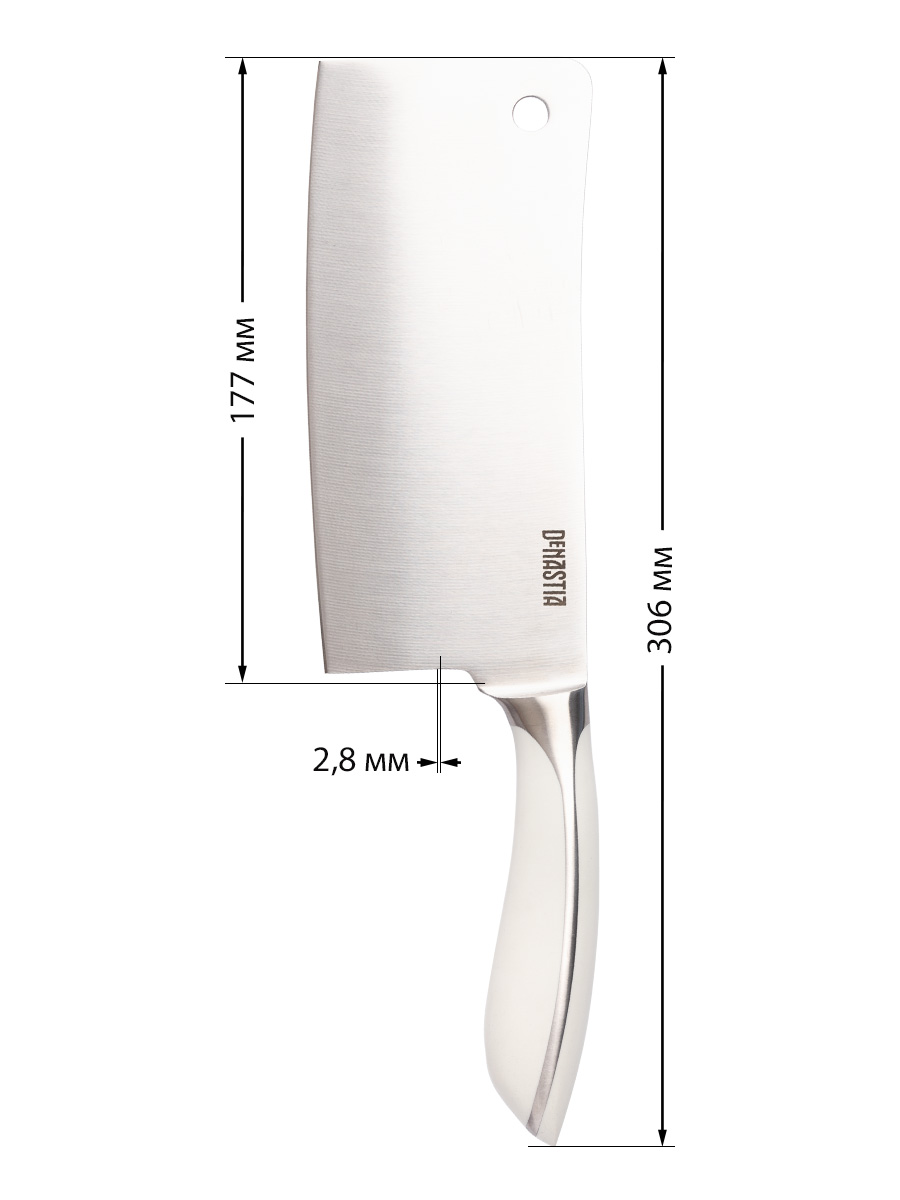 Нож кухонный DeNASTIA топорик белая ручка длина клинка 17.7 см - фото 2