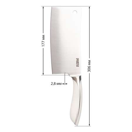 Нож кухонный DeNASTIA топорик белая ручка длина клинка 17.7 см