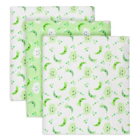 Пеленки фланелевые Чудо-чадо для новорожденных «ЗасыпайКа» 90х120см зеленый 3 шт