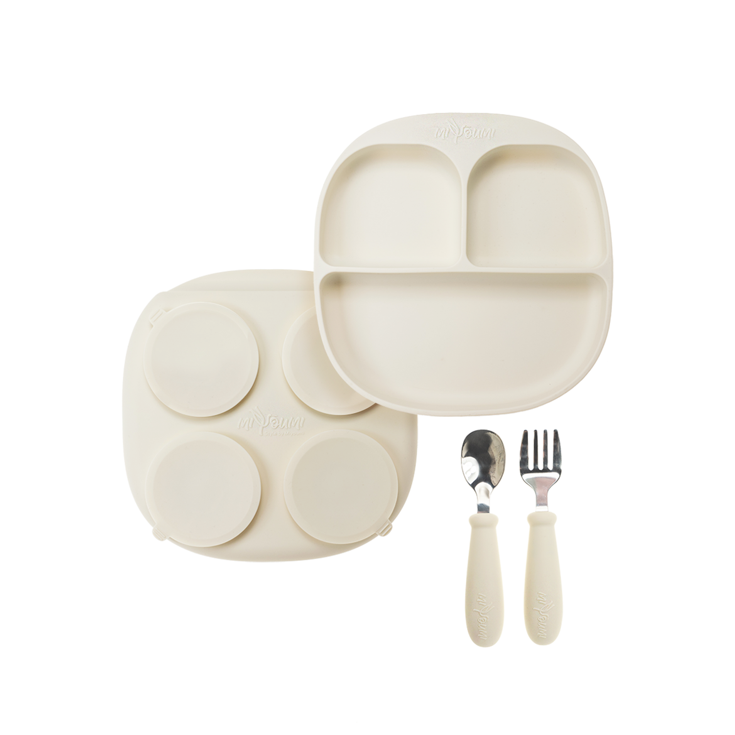 Набор посуды для кормления Miyoumi силиконовый - 3 предмета Ivory - фото 1