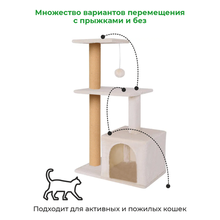 Когтеточка-домик для кошек 4в1 ZURAY бежевый