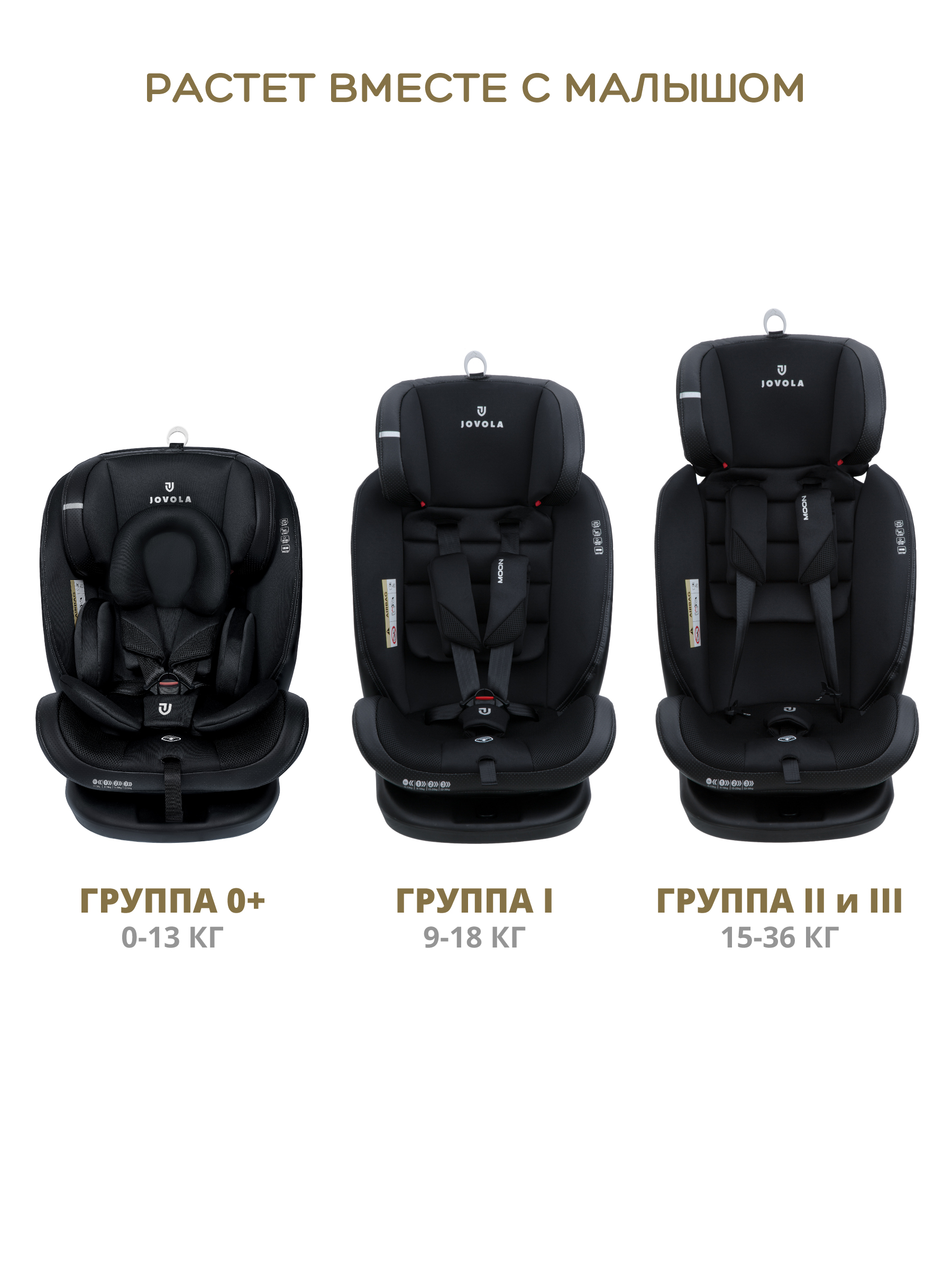 Автокресло JOVOLA Moon Isofix группа 0+1+2+3 0-36 кг черный - фото 10