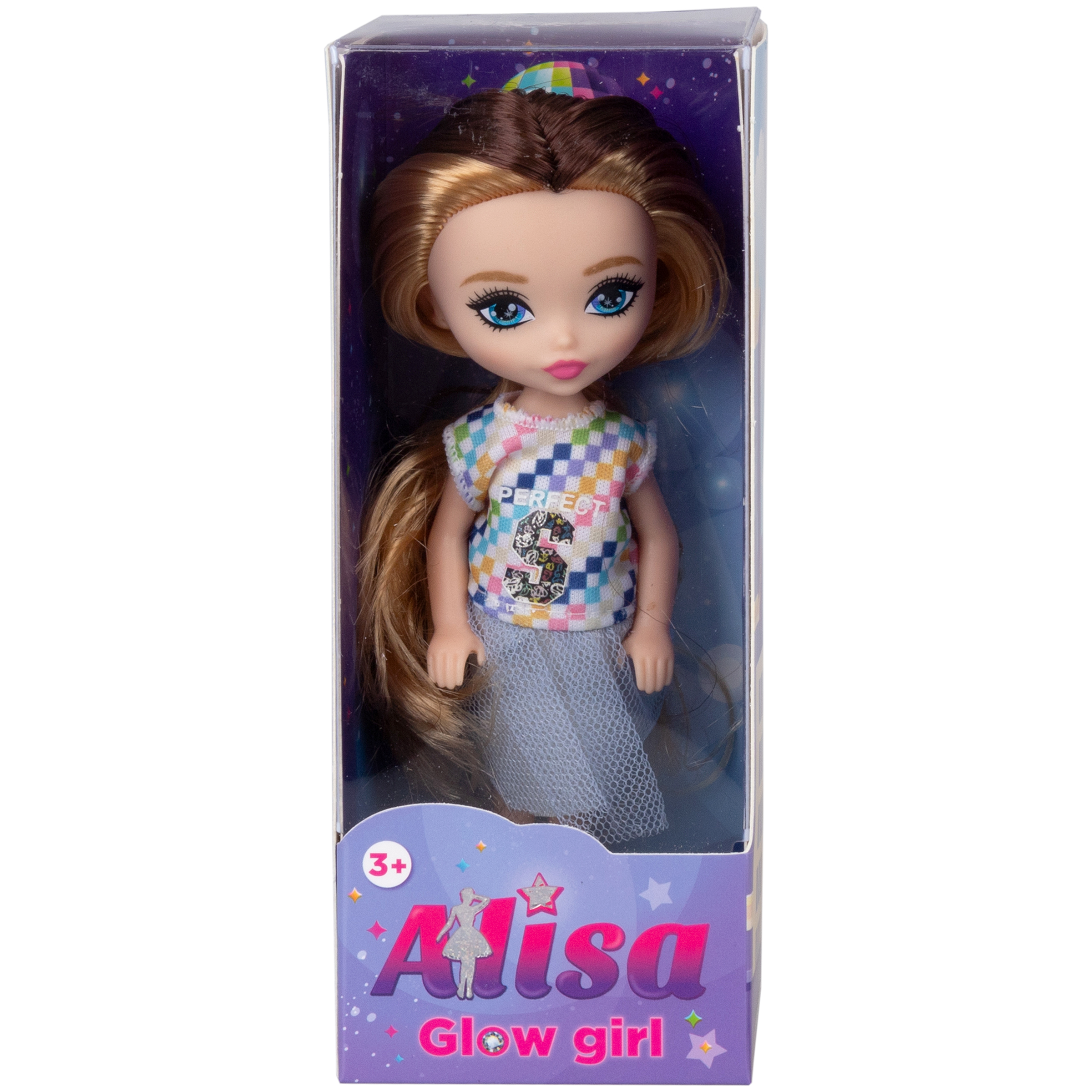 Кукла для девочки Alisa glow girl 1TOY мини c разноцветными волосами гнущиеся колени в серой юбке 15 см Т25195-4 - фото 2