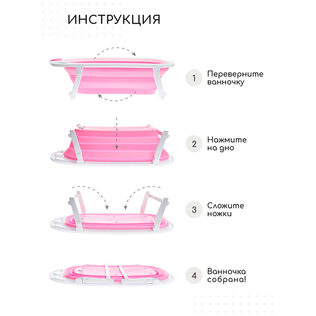 Ванночка Miyoumi для купания новорожденных Baby pink с матрасиком