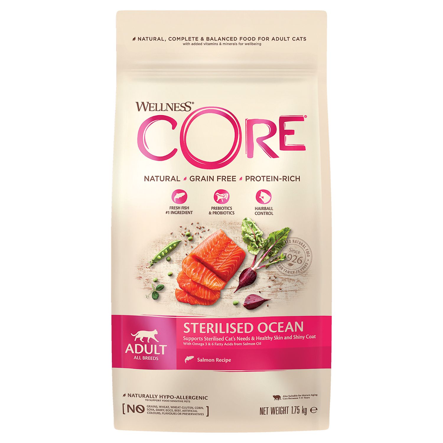 Сухой корм для кошек Wellness CORE 1.75 кг лосось (для стерилизованных и кастрированных) - фото 1