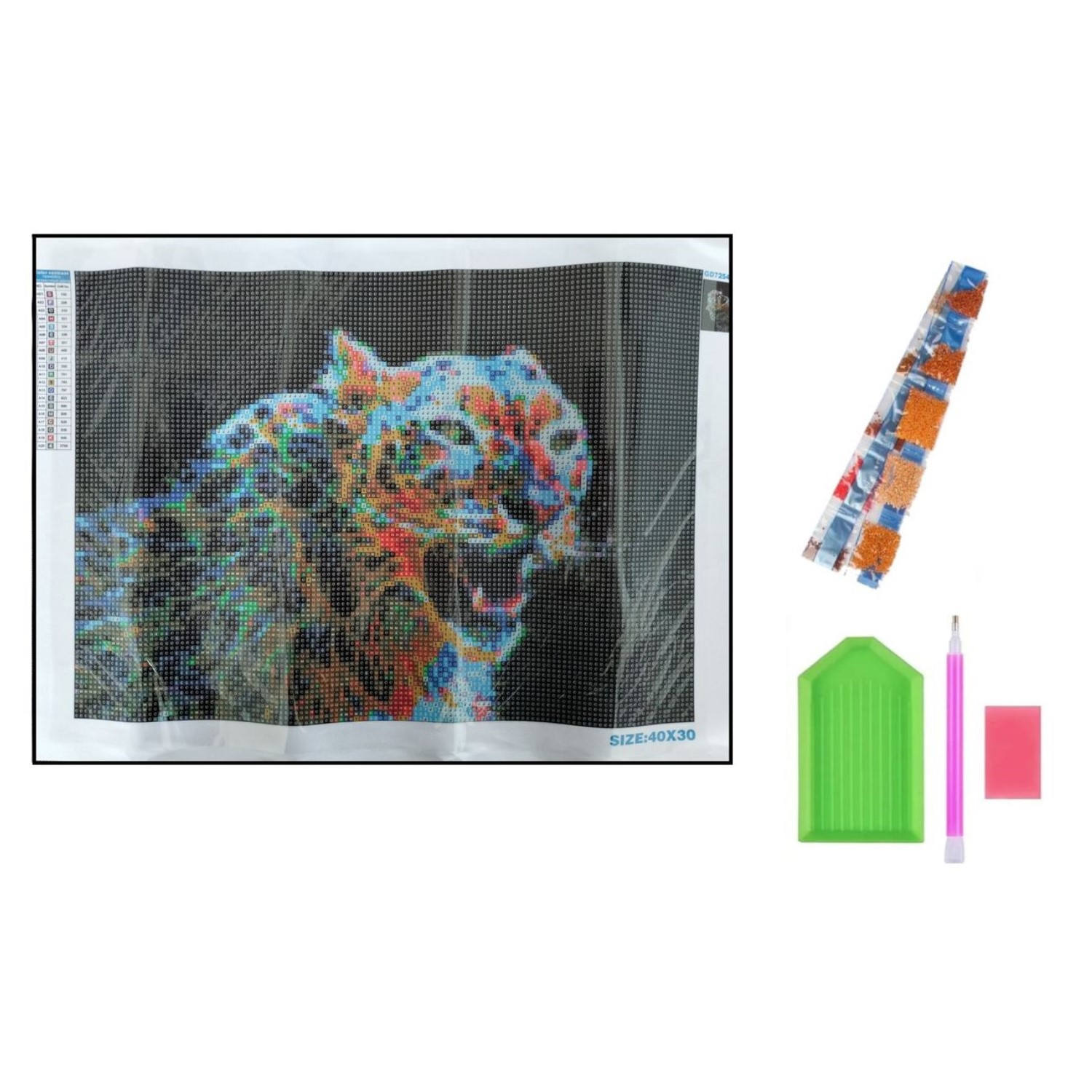 Алмазная мозаика Seichi Разноцветный леопард 30х40 см - фото 4