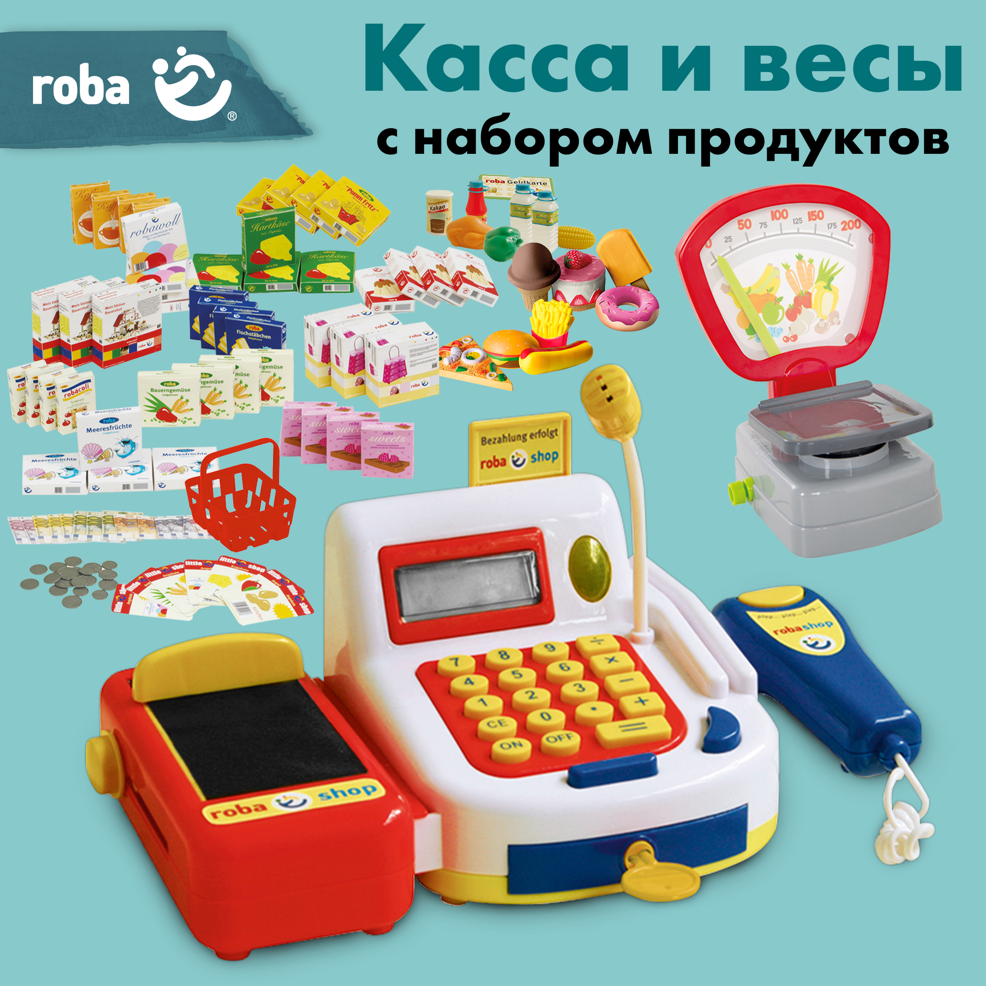 Игровой набор для магазина Roba весы с кассой и продуктами - фото 1