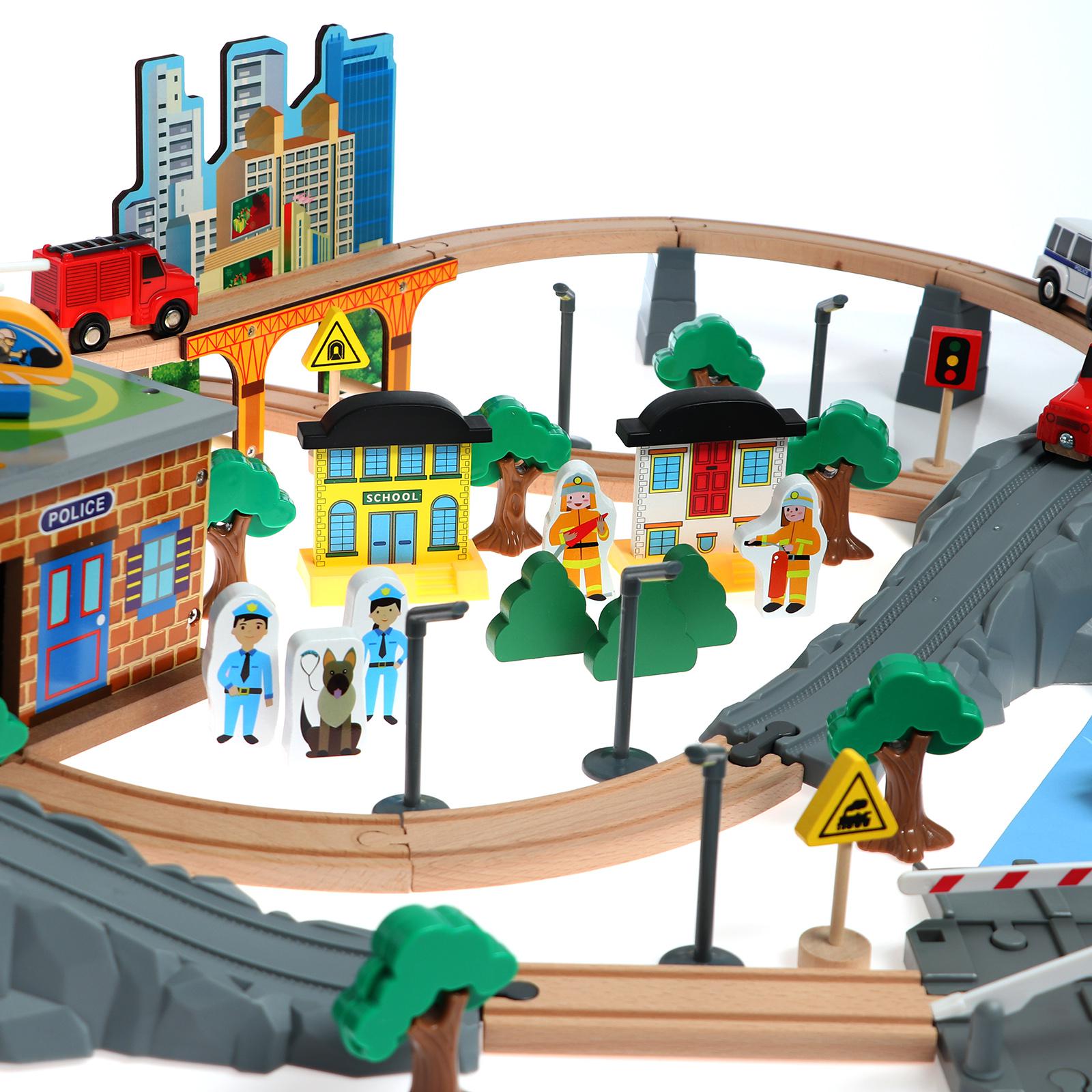 Деревянная игрушка Sima-Land «Железная дорога» 95 деталей 52.5×33×12.5 см 6249826 - фото 3