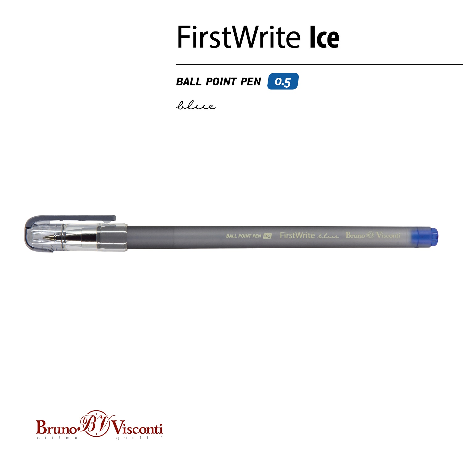 Набор из 5-ти шариковых ручек Bruno Visconti FirstWrite Ice синие - фото 4