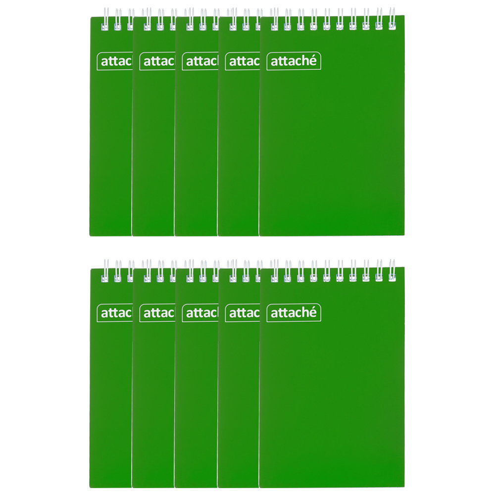 Блокнот Attache на спирали А6 60 листов темно-зеленый 10 штук - фото 1