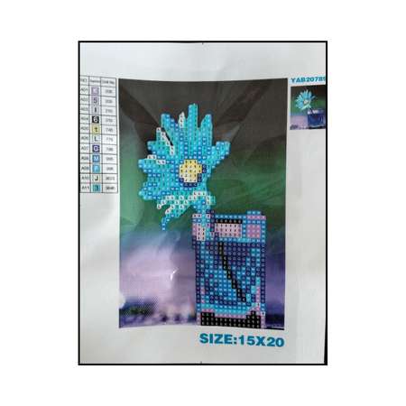 Алмазная мозаика Seichi Голубой цветок в стакане 15х20 см