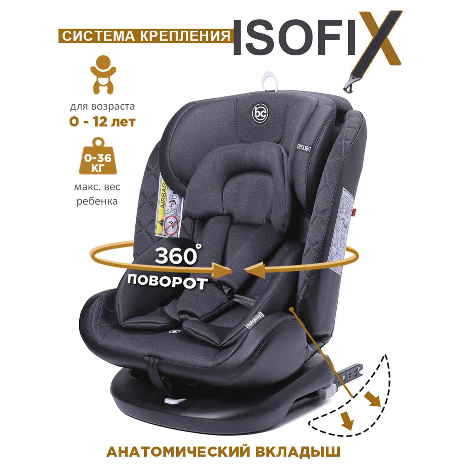 Автокресло BabyCare Shelter ISOFIX темно серый - фото 1