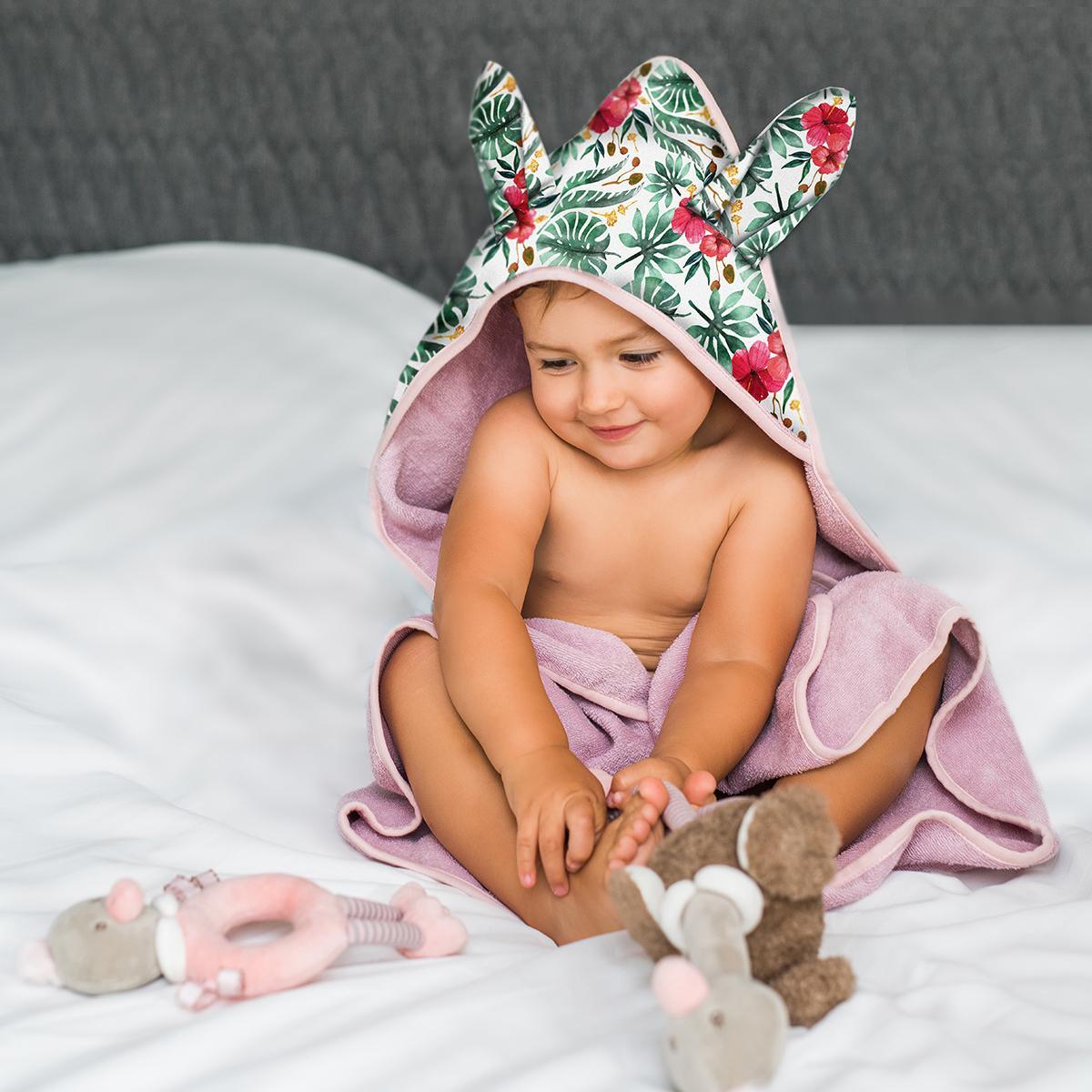 Полотенце Babyono детское махровое с капюшоном Bunny Ears 100x100 см розовое - фото 2