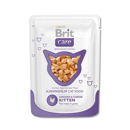 Корм влажный для котят Brit Care 80г курица-сыр пауч