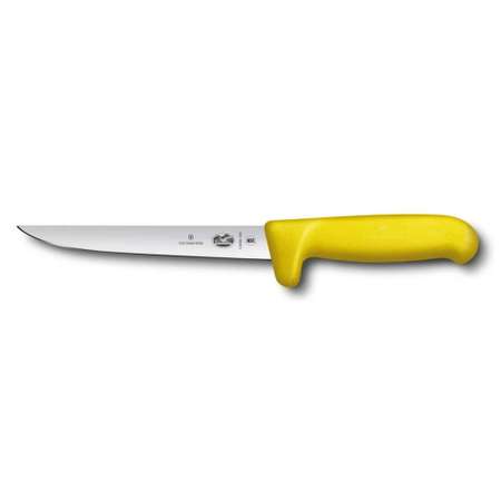 Нож кухонный Victorinox Fibrox 5.6008.15M стальной обвалочный лезвие 150 мм прямая заточка желтый