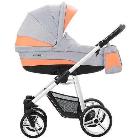 Коляска 2в1 Bebetto Vulcano New Ecco кожа+ткань шасси Белое SL04