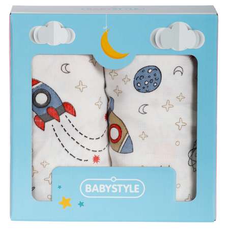 Пеленки муслиновые BABY STYLE 115*115 Космос 2 шт