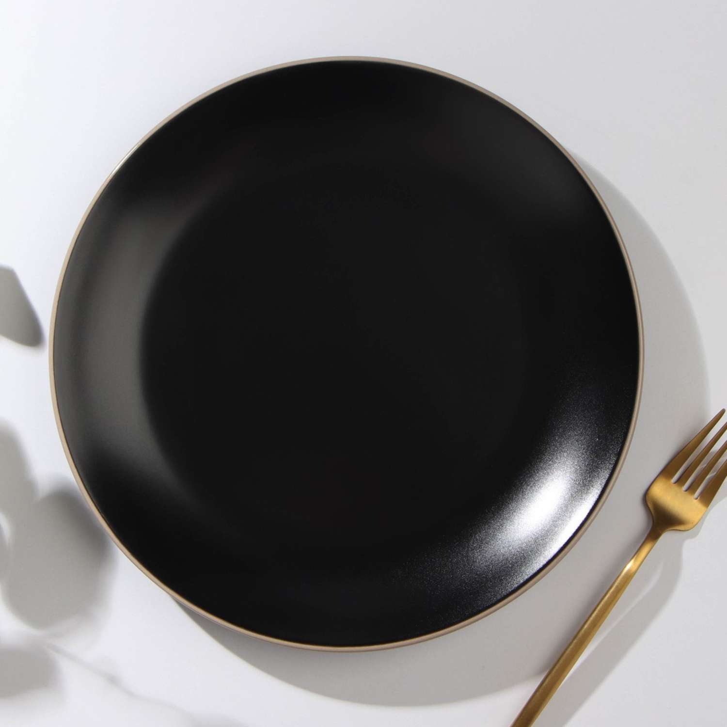 Тарелка Доляна керамическая обеденная «Ваниль» d=27 см цвет чёрный - фото 1