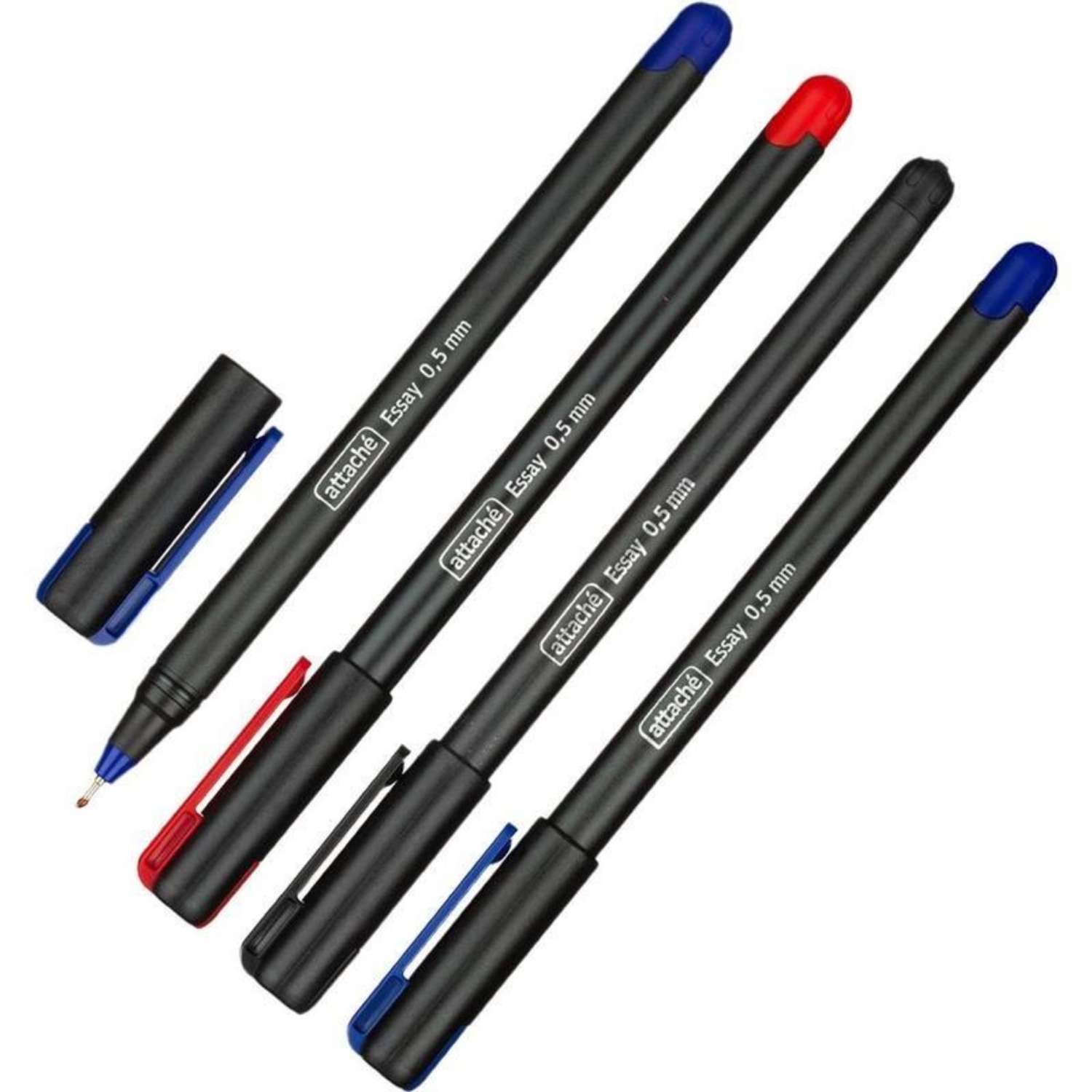 Ручка Attache шариковых Essay 05мм 2 синии/черная/красн 4 упаковки по 4 шт - фото 1