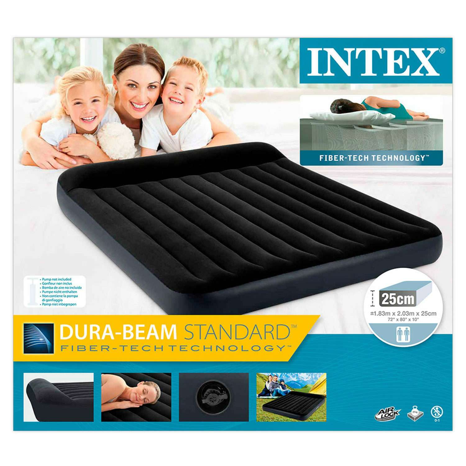 Надувной матрас INTEX кровать с подголовником бим стандарт кинг 183х203х25 см - фото 4