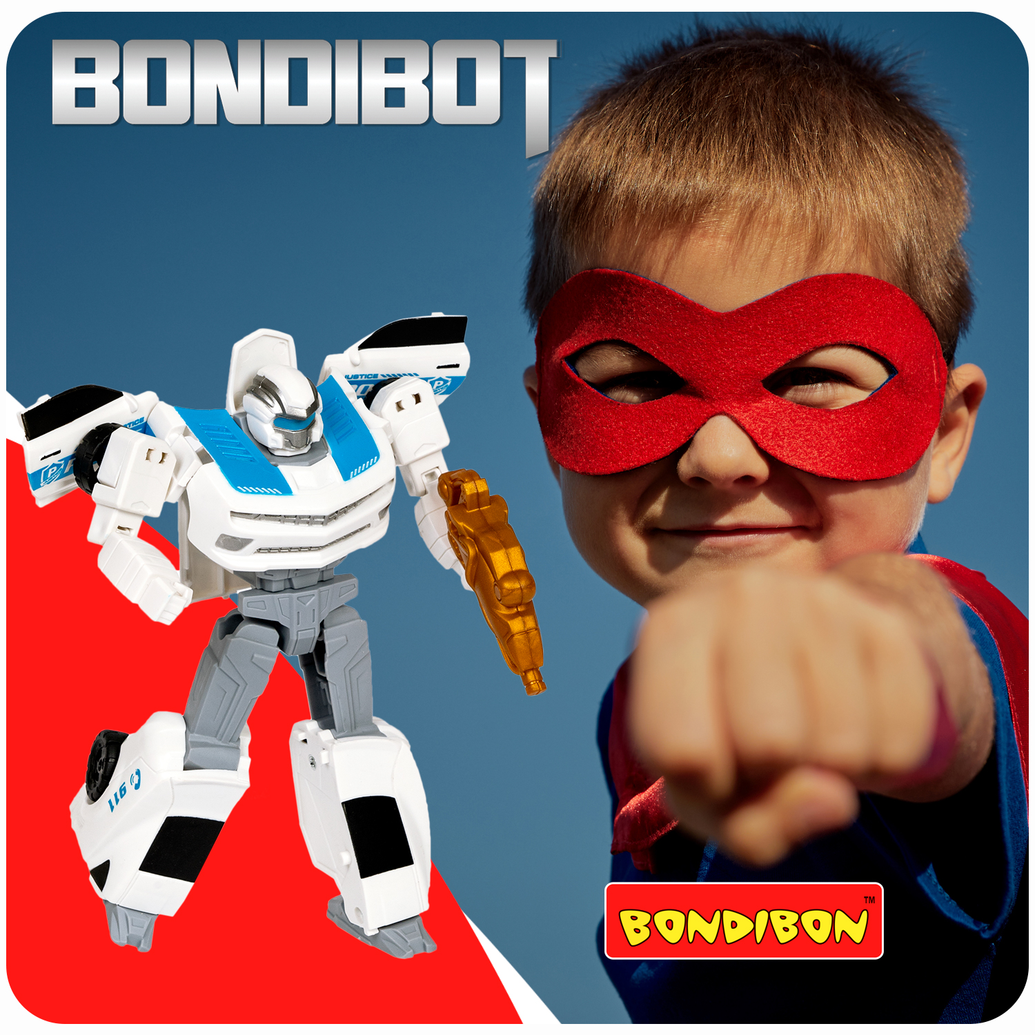 Трансформер BONDIBON Bondibot Робот-автомобиль полиция белого цвета 2 в 1 - фото 11